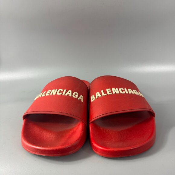 BALENCIAGA Men's Pool Slides in Red, Size US 12 - Picture 3 of 15